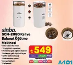 SİNBO SCM-2980 KAHVE BAHARAT ÖĞÜTME MAKİNESİ